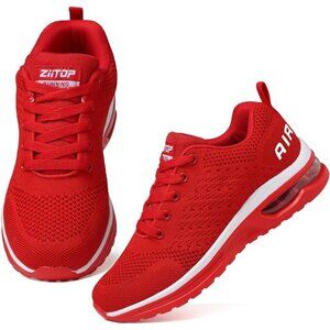 Ziitop Red Ladies Non Slip Lightweight Fashion Sneakers Breathable Sport Shoes